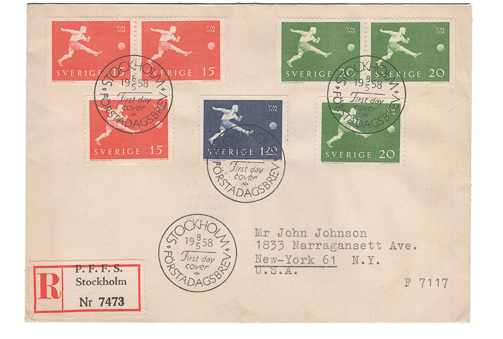 1958 Sweden 1958 FIFA World Cup First Day Cover (SE 438a-440)